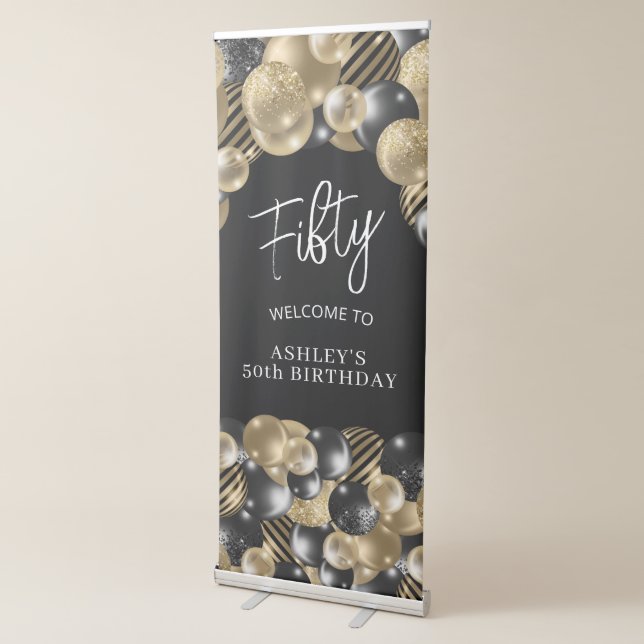 Black Gold 50th Birthday Retractable Banner (3/4)