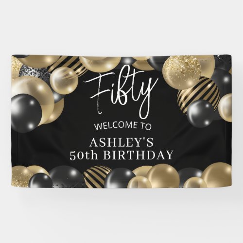 Black Gold 50th Birthday Welcome Banner
