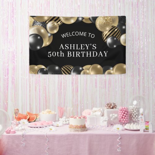 Black Gold 50th Birthday Welcome Banner