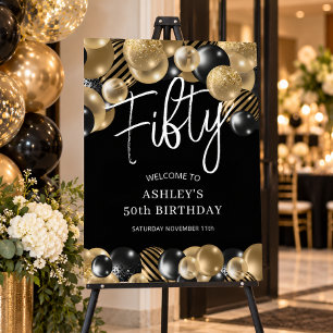 Black Gold 50th Birthday Welcome Foam Board