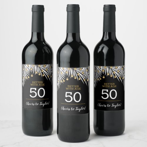 Black Gold 50th Birthday Wine Label
