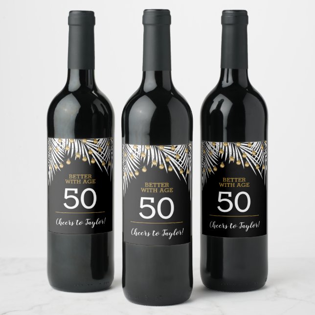 Black Gold 50th Birthday Wine Label (Bottles)