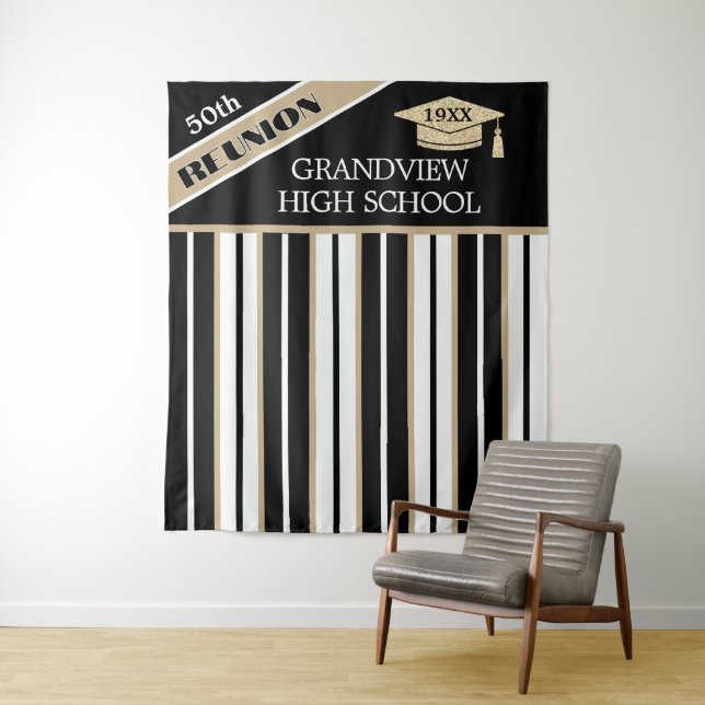 Black & Gold 50TH Class Reunion Photo Backdrop (In Situ)