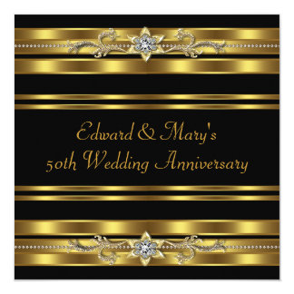 Black Gold 50th Wedding Anniversary Card
