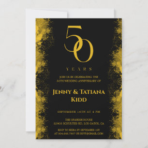 Black & Gold 50th Wedding Anniversary Invitation