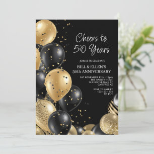Black Gold 50th Wedding Anniversary Invitation