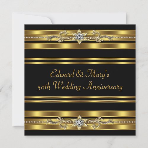 Black Gold 50th Wedding Anniversary Personalized Invite