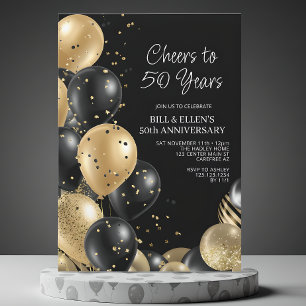 Black Gold 50th Wedding Anniversary Invitation