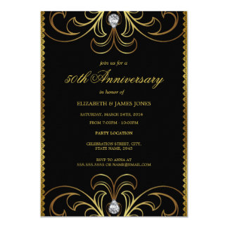 Black & Gold 50th Wedding Anniversary Invite