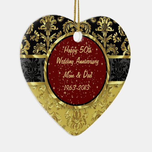 Black & Gold 50th Wedding Anniversary Ornament | Zazzle