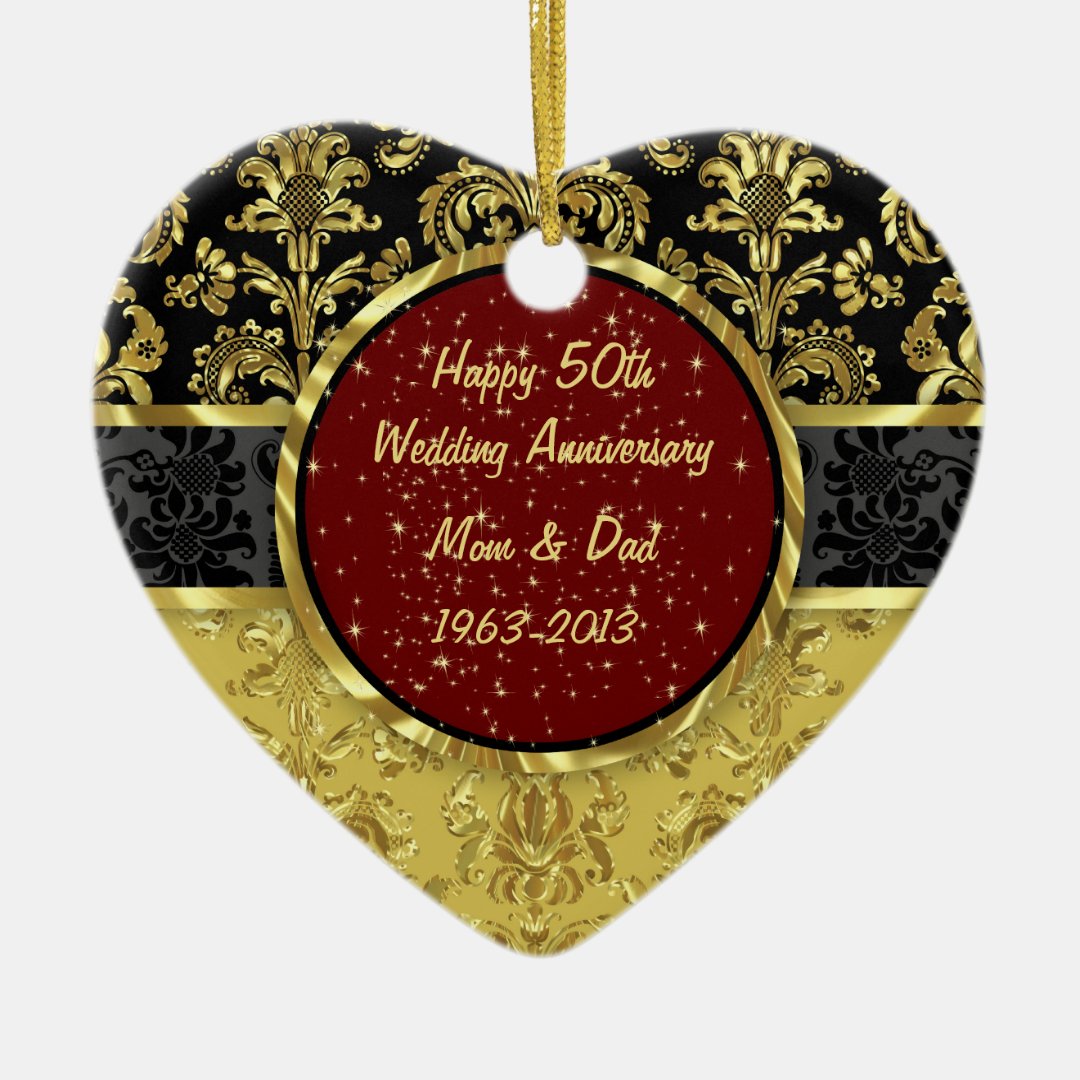 Black & Gold 50th Wedding Anniversary Ornament | Zazzle