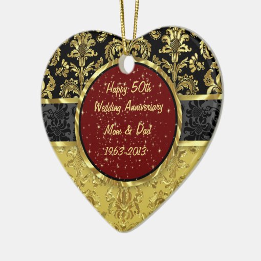 Black & Gold 50th Wedding Anniversary Ornament 