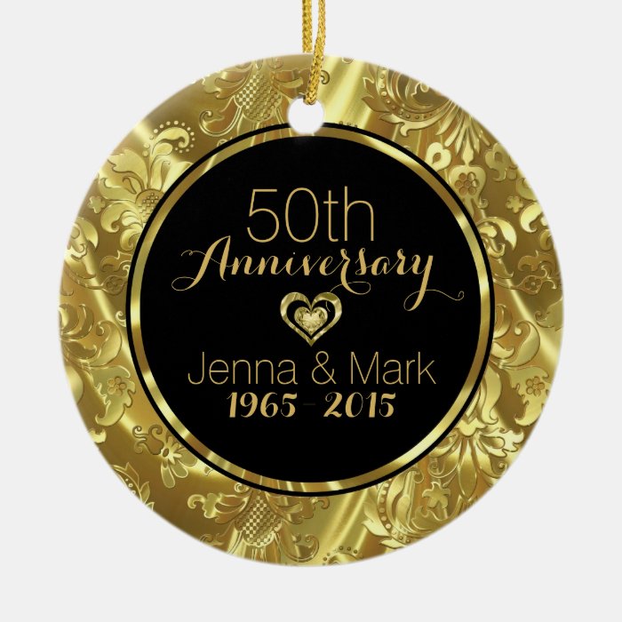 Black &amp; Gold 50th Wedding Anniversary Ornament Zazzle