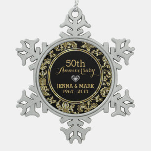 Black & Gold 50th Wedding Anniversary Ornament 2a
