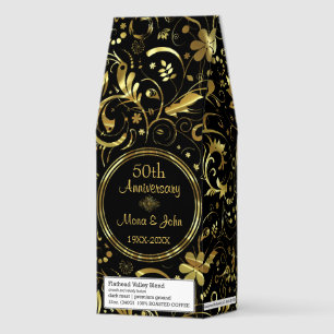 Black & Gold 50th Wedding Anniversary Roasted Coffee