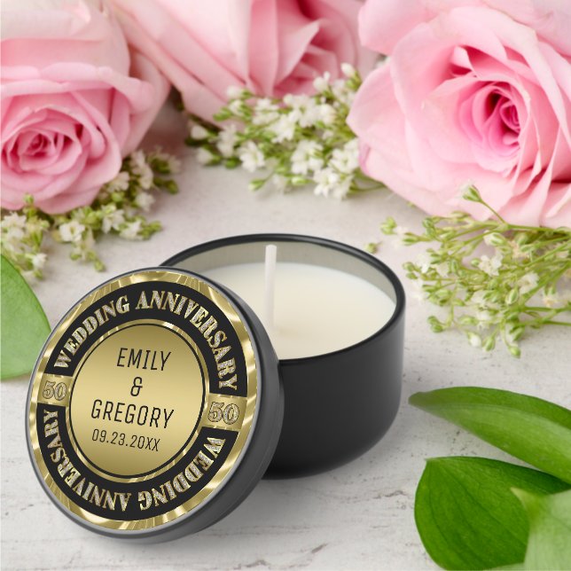 Black Gold 50th Wedding Anniversary Theme Mini Candle Favors (Insitu (Wedding))