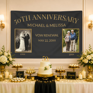 Black & Gold 50th Wedding Anniversary Vow Renewal Banner