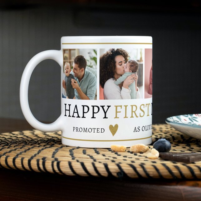 Black & Gold 5 Photo Collage Grandma Mother's Day Coffee Mug (Creator Uploaded)