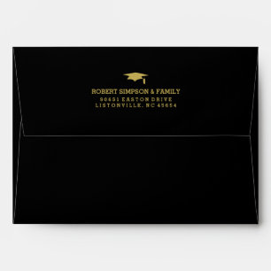 Black & Gold 5x7 Graduation Invite Envelope