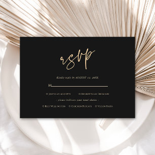 Black Gold 60th 70th 80th 90th Birthday RSVP Card