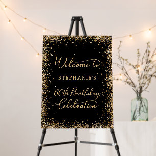 Black Gold 60th Birthday Celebration Welcome Foam Board