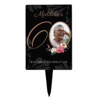 Black Gold 60th Birthday Floral Botanical Photo