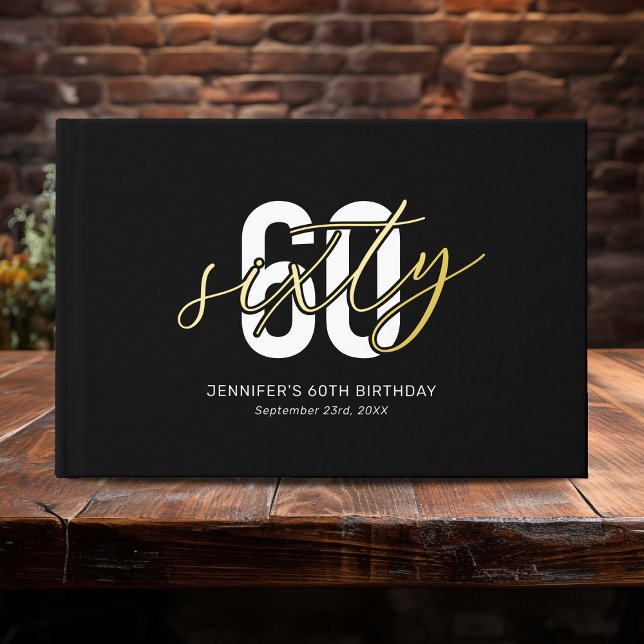Black Gold 60th Birthday Foil Guest Book (Creator Uploaded)