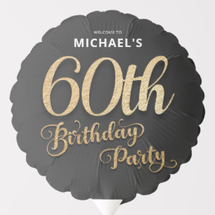 Black Gold 60th Birthday Party Balloon