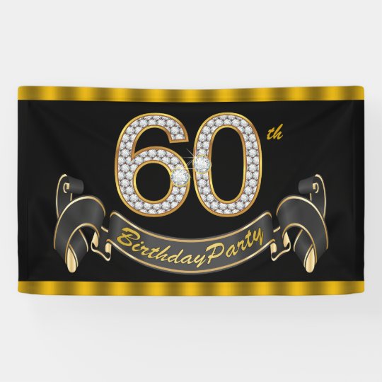 Black Gold 60th  Birthday  Party Banner  Zazzle com