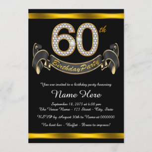 Black Gold 60th Birthday Party Invitation