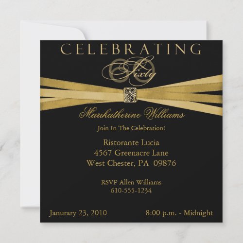 Black &amp; Gold 60th Birthday Party Invitations