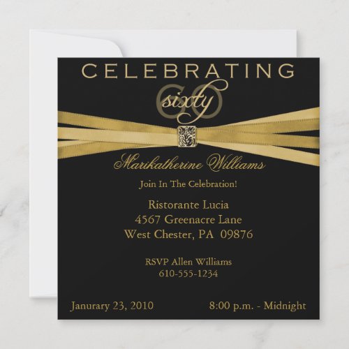 Black &amp; Gold 60th Birthday Party Invitations