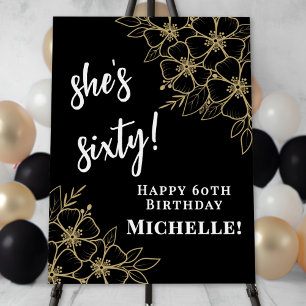 Black Gold 60th Birthday Party Welcome Foam Board