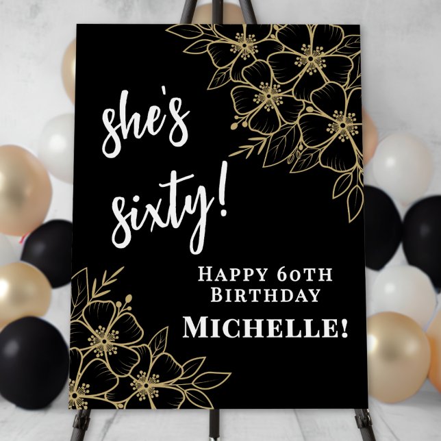 Black Gold 60th Birthday Party Welcome Foam Board (Black Gold 60th Birthday Party Welcome Foam Board)