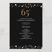 Black Gold 65th birthday Elegant Party Program