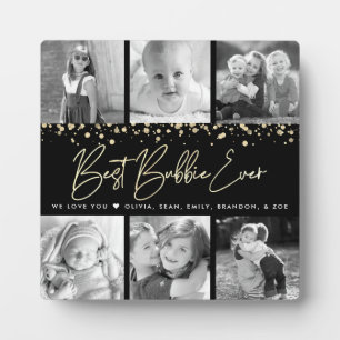 Black Gold 6 Photo Collage Best Bubbie Ever Script Plaque