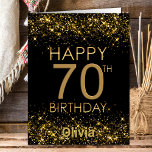 Black Gold 70th Birthday Card<br><div class="desc">This 70th birthday card is a perfect way to extend your greetings. Add a personal touch by including your favorite photo on the back.</div>