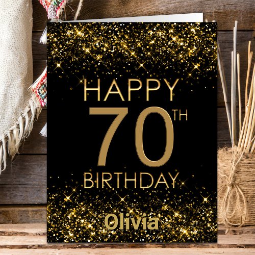 Black Gold 70th Birthday Card