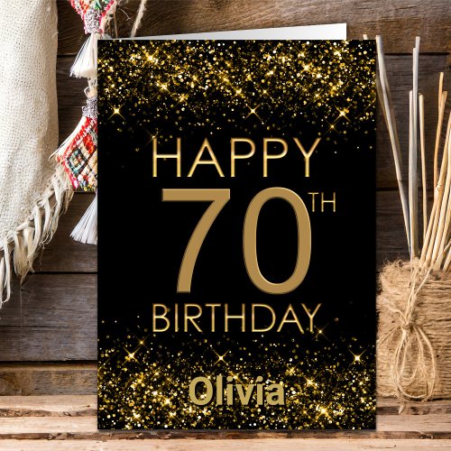 Black Gold 70th Birthday Card