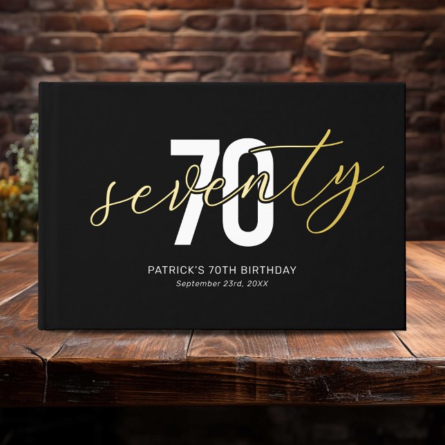 Black Gold 70th Birthday Foil Guest Book (Creator Uploaded)
