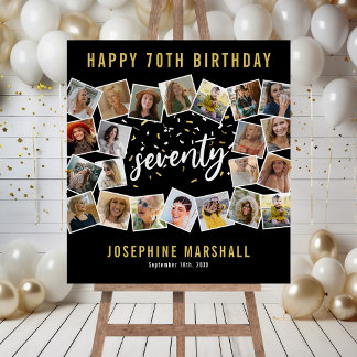 Black & Gold 70th Birthday Photo Board