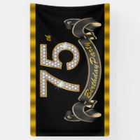 75th Birthday Gold & Black Balloon Party Decoration Supplies Banner  Background