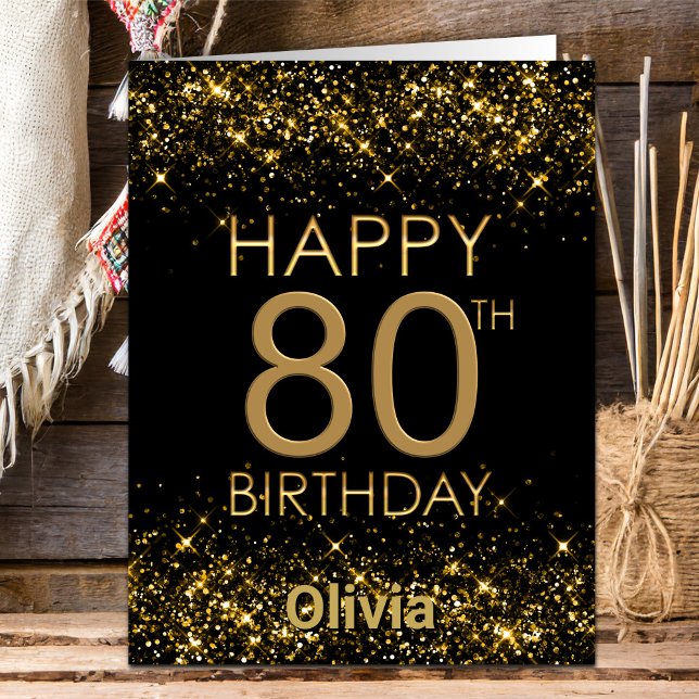 Black Gold 80th Birthday Card (Creator Uploaded)