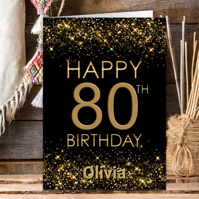 Black Gold 80th Birthday Card (Creator Uploaded)