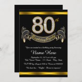 Black Gold 80th Birthday Party Invitation (Front/Back)