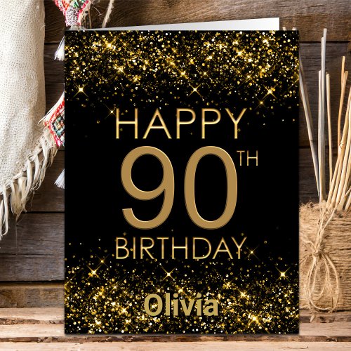 Black Gold 90th Birthday Card