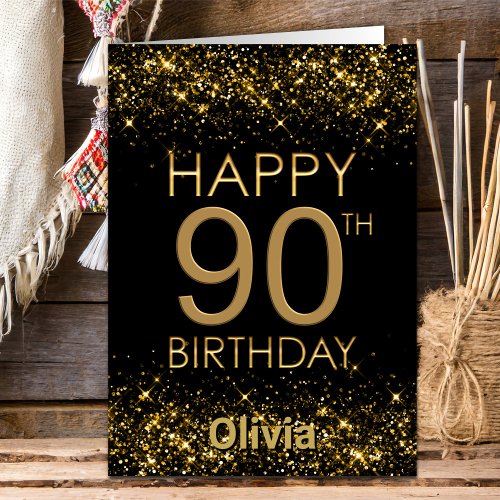 Black Gold 90th Birthday Card