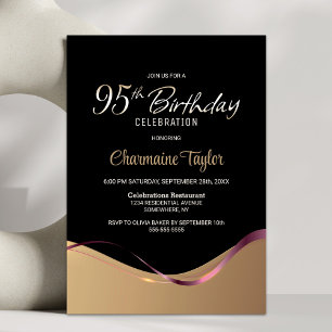 Black Gold 95th Birthday Party Invitation