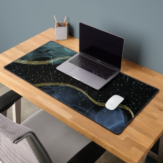Black Gold  Abstract Design Desk Mat
