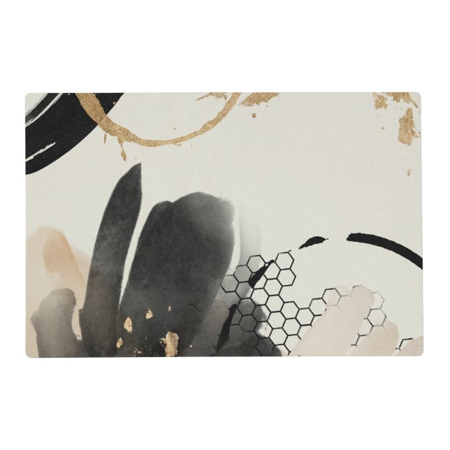 Black Gold Abstract Design Placemat (Front)